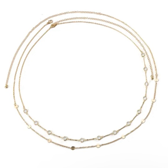 2 Pieces Golden Moissanite Embellished Sequin Waist Chain - Picture 2 of 3